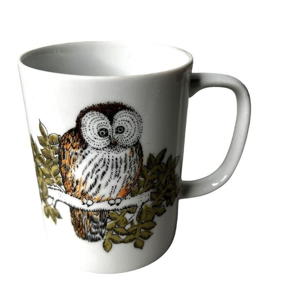 Fitz and Floyd Speckled Owls Coffee Mugs Cups Vintage Mid Century Modern - Picture 2 of 5
